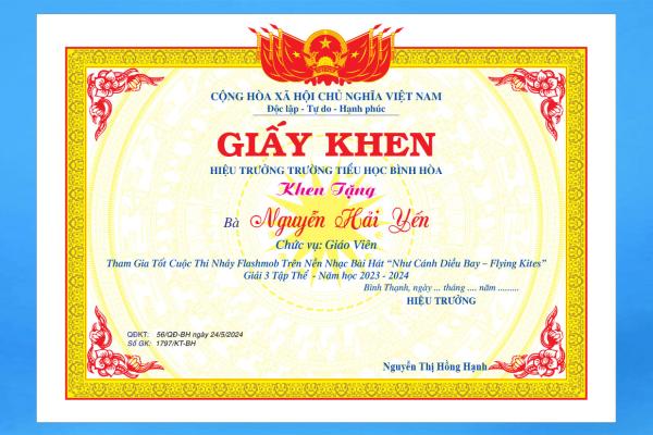 Giấy khen Giáo Viên